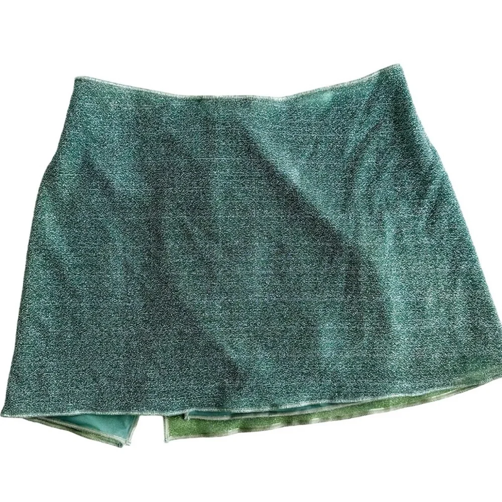 ❌SOLD❌ OSEREE LUMIERE WRAP EFFECT EMBELLISHED METALLIC STRETCH KNIT MINI SKIRT - Picture 11 of 13